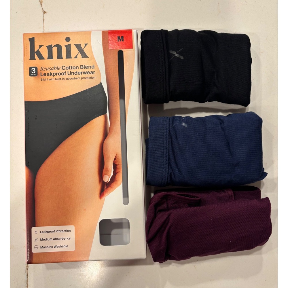 Knix Size Medium Leakproof Underwear Women Black Navy Purple 3-Pack